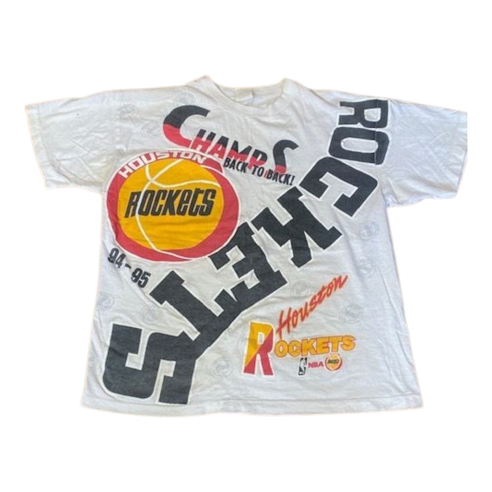 Vintage Evans Houston Rockets 94 95 Single Stitch T-Shirt S8ze Large Graphic B58